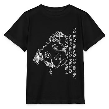Hundeporträt mit lustigem Spruch - Stanley/Stella Kinder T-Shirt MINI CREATOR  - Schwarz - Vorne - Mikhail (115cm)
