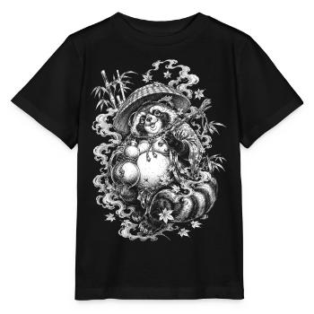 Japanese Tanuki in Irezumi Tattoo Style - Stanley/Stella MINI CREATOR Kids’ T-Shirt - black - Front - Mikhail (115cm)
