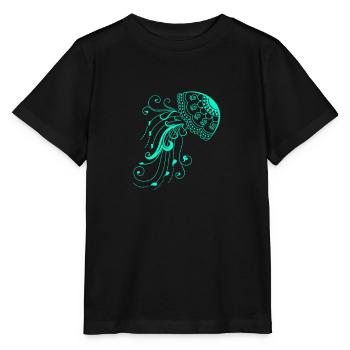 Qualle im Meer - Meeresbewohner unter Wasser - Stanley/Stella Kinder T-Shirt MINI CREATOR  - Schwarz - Vorne - Mikhail (115cm)