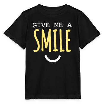Schenk mir ein Lächeln: Glückszitat - Stanley/Stella Kinder T-Shirt MINI CREATOR  - Schwarz - Vorne - Mikhail (115cm)