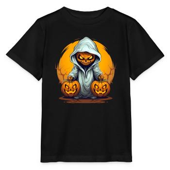Monstre de citrouille effrayant avec deux citrouilles - T-shirt bio MINI CREATOR Stanley/Stella Enfant - noir - Devant - Mikhail (115cm)