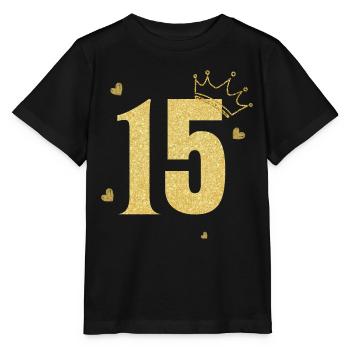 15th anniversary golden crown - Stanley/Stella MINI CREATOR Kids’ T-Shirt - black - Front - Mikhail (115cm)
