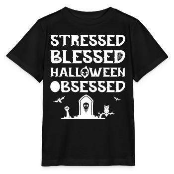 Halloween obsessed. - Stanley/Stella MINI CREATOR Kids’ T-Shirt - black - Front - Mikhail (115cm)