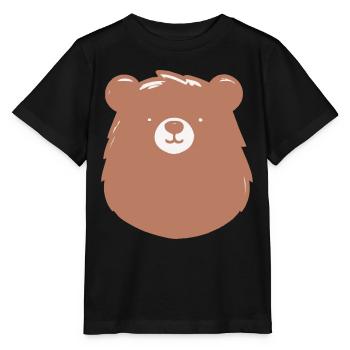 Einfacher gehaltener Bär im flachen Stiel - Stanley/Stella Kinder T-Shirt MINI CREATOR  - Schwarz - Vorne - Mikhail (115cm)
