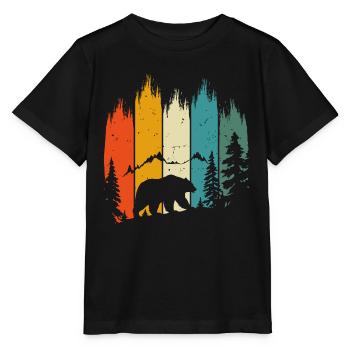 Tierwelt, Bär, Natur, Outdoor, Berge, Wald - Stanley/Stella Kinder T-Shirt MINI CREATOR  - Schwarz - Vorne - Mikhail (115cm)