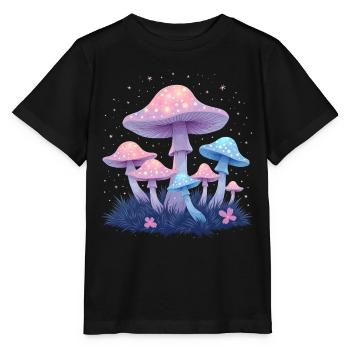 Magic Mushrooms - Mystical Forest Art - Stanley/Stella MINI CREATOR Kids’ T-Shirt - black - Front - Mikhail (115cm)