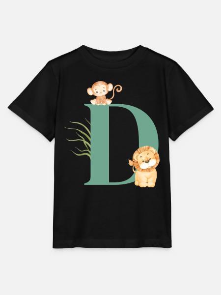 Buchstabe d grüne Dschungeltiere - Stanley/Stella Kinder T-Shirt MINI CREATOR  - Schwarz