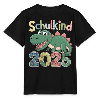 School Child 2025 First Year Dinosaur Dino - Stanley/Stella MINI CREATOR Kids’ T-Shirt - black - Front - Mikhail (115cm)