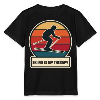Le ski est ma chemise de thérapie - T-shirt bio MINI CREATOR Stanley/Stella Enfant - noir - Devant - Mikhail (115cm)