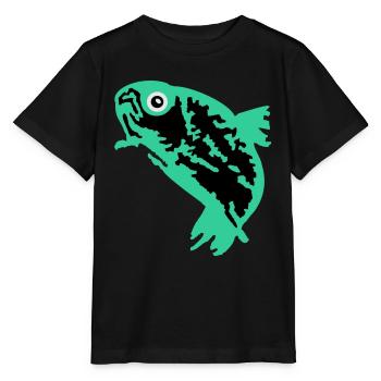 truite (3c) - T-shirt bio MINI CREATOR Stanley/Stella Enfant - noir - Devant - Mikhail (115cm)