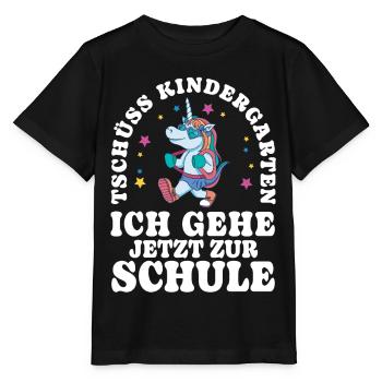 Einschulung Einhorn Tschüss Kindergarten - Stanley/Stella Kinder T-Shirt MINI CREATOR  - Schwarz - Vorne - Mikhail (115cm)