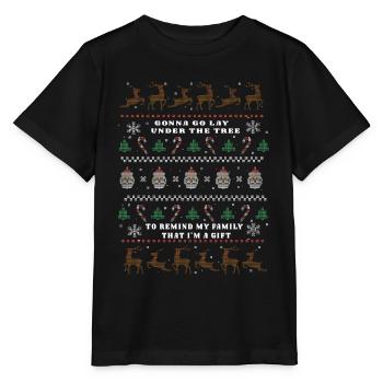 Weihnachten Humor Gonna Go Lay Under The Tree - Stanley/Stella Kinder T-Shirt MINI CREATOR  - Schwarz - Vorne - Mikhail (115cm)