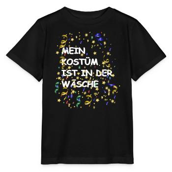 Karneval Kostüm ''Mein Kostüm ist in der Wäsche'' - Stanley/Stella Kinder T-Shirt MINI CREATOR  - Schwarz - Vorne - Mikhail (115cm)
