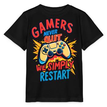 Gamers Never Quit - Stanley/Stella MINI CREATOR Kids’ T-Shirt - black - Front - Mikhail (115cm)