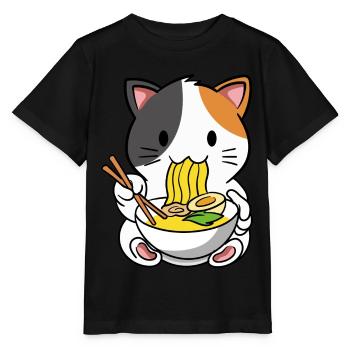Chat Ramen Soupe de nouilles - T-shirt bio MINI CREATOR Stanley/Stella Enfant - noir - Devant - Mikhail (115cm)