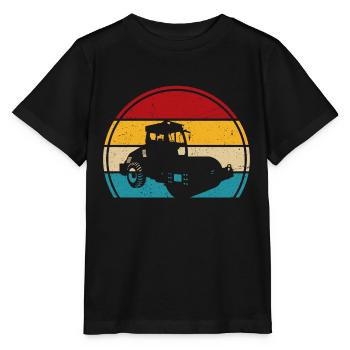 Walze retro t-shirt Straßenwalze - Stanley/Stella Kinder T-Shirt MINI CREATOR  - Schwarz - Vorne - Mikhail (115cm)