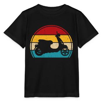 Motorroller Retro rollerfahren scooter moped - Stanley/Stella Kinder T-Shirt MINI CREATOR  - Schwarz - Vorne - Mikhail (115cm)