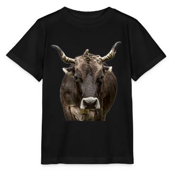 Kuh T-Shirt Aufpasser Kuh - Stanley/Stella Kinder T-Shirt MINI CREATOR  - Schwarz - Vorne - Mikhail (115cm)
