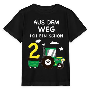 Children 2nd birthday tractor 2 years gift boy - Stanley/Stella MINI CREATOR Kids’ T-Shirt - black - Front - Mikhail (115cm)