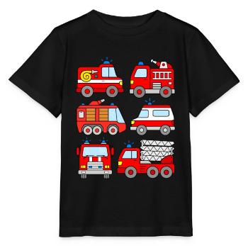 Feuerwehr Kinder Jungen Autos - Stanley/Stella Kinder T-Shirt MINI CREATOR  - Schwarz - Vorne - Mikhail (115cm)
