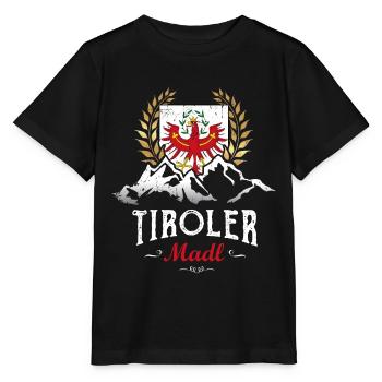 Tiroler Madl Tirol Wappen Adler Berge Spruch Madln - Stanley/Stella Kinder T-Shirt MINI CREATOR  - Schwarz - Vorne - Mikhail (115cm)