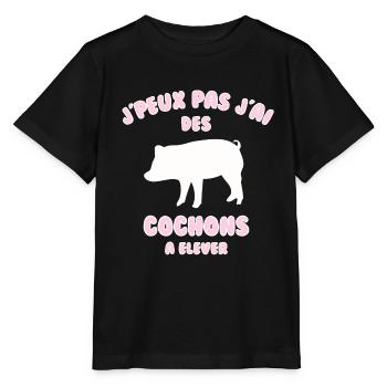 J’peux pas j’ai cochons à élever - T-shirt bio MINI CREATOR Stanley/Stella Enfant - noir - Devant - Mikhail (115cm)