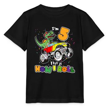 C'est comme ça que je roule Monster Truck | 5e anniversaire - T-shirt bio MINI CREATOR Stanley/Stella Enfant - noir - Devant - Mikhail (115cm)