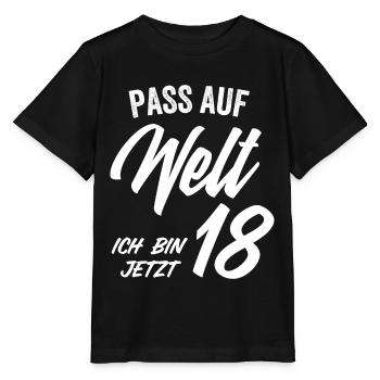 Endlich 18 Volljährig T-shirt Geschenk - Stanley/Stella Kinder T-Shirt MINI CREATOR  - Schwarz - Vorne - Mikhail (115cm)
