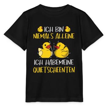 Mag Meine Quietscheenten Entenfreunde Entenliebe - Stanley/Stella Kinder T-Shirt MINI CREATOR  - Schwarz - Vorne - Mikhail (115cm)