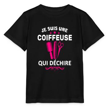je suis une coiffeuse qui déchire - T-shirt bio MINI CREATOR Stanley/Stella Enfant - noir - Devant - Mikhail (115cm)