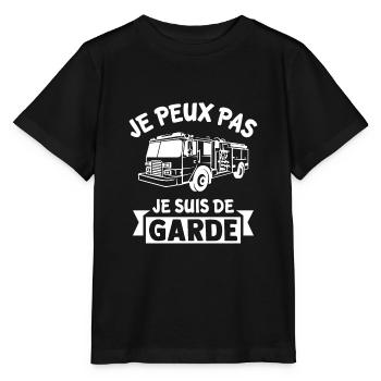 je peux pas je suis de garde pompier humour - T-shirt bio MINI CREATOR Stanley/Stella Enfant - noir - Devant - Mikhail (115cm)