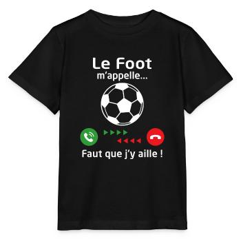 Le foot m'appelle faut que j'y aille ! - T-shirt bio MINI CREATOR Stanley/Stella Enfant - noir - Devant - Mikhail (115cm)