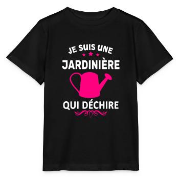 je suis une Jardinière qui déchire - T-shirt bio MINI CREATOR Stanley/Stella Enfant - noir - Devant - Mikhail (115cm)