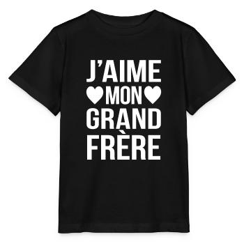 J'aime mon grand frère - T-shirt bio MINI CREATOR Stanley/Stella Enfant - noir - Devant - Mikhail (115cm)