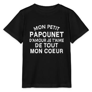 papounet d'amour que je t'aime de tout mon coeur - T-shirt bio MINI CREATOR Stanley/Stella Enfant - noir - Devant - Mikhail (115cm)