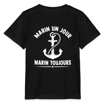 Marin un jour marin toujours cadeau marin - T-shirt bio MINI CREATOR Stanley/Stella Enfant - noir - Devant - Mikhail (115cm)