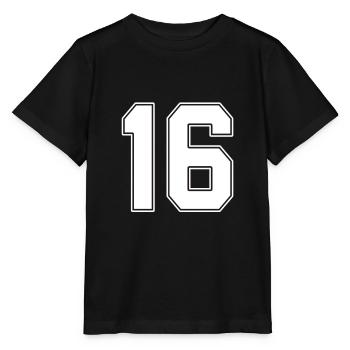 16 ans numéro maillot 16 - T-shirt bio MINI CREATOR Stanley/Stella Enfant - noir - Devant - Mikhail (115cm)