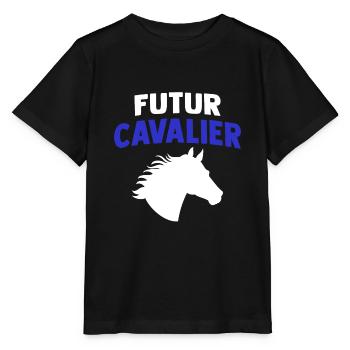 futur cavalier cadeau cavalier équitation - T-shirt bio MINI CREATOR Stanley/Stella Enfant - noir - Devant - Mikhail (115cm)