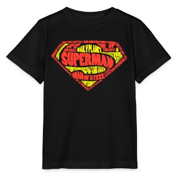 Superman logo text pattern - Stanley/Stella MINI CREATOR Kids’ T-Shirt - black - Front - Mikhail (115cm)