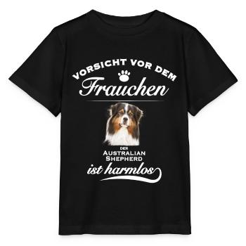 Aussie - Aussie Hund - Australian Shepherd - Stanley/Stella Kinder T-Shirt MINI CREATOR  - Schwarz - Vorne - Mikhail (115cm)