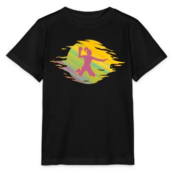 Handball Handballspielerin Sprungwurf handballgirl - Stanley/Stella Kinder T-Shirt MINI CREATOR  - Schwarz - Vorne - Mikhail (115cm)
