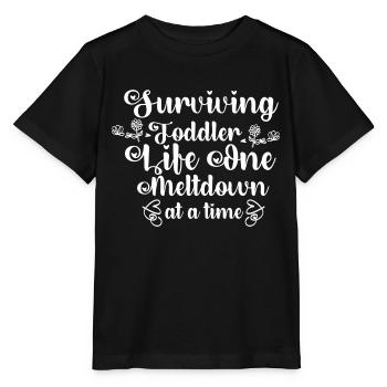 Surviving Toddler Life One Meltdown at a time - Stanley/Stella MINI CREATOR Kids’ T-Shirt - black - Front - Mikhail (115cm)