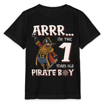 Pirate Boy 1 Jahre alter Pirat 1. Geburtstag - Stanley/Stella Kinder T-Shirt MINI CREATOR  - Schwarz - Vorne - Mikhail (115cm)
