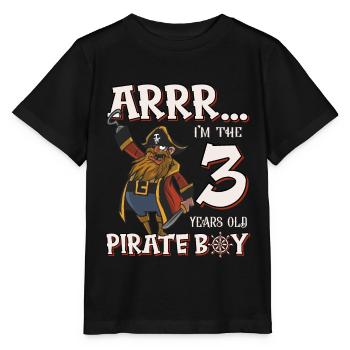 Pirate Boy 3 ans pirate 3ème anniversaire - T-shirt bio MINI CREATOR Stanley/Stella Enfant - noir - Devant - Mikhail (115cm)