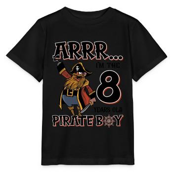 Pirate Boy 8 ans pirate 8ème anniversaire - T-shirt bio MINI CREATOR Stanley/Stella Enfant - noir - Devant - Mikhail (115cm)
