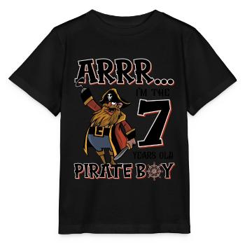 Pirate Boy 7 Jahre alter Pirat 7. Geburtstag - Stanley/Stella Kinder T-Shirt MINI CREATOR  - Schwarz - Vorne - Mikhail (115cm)