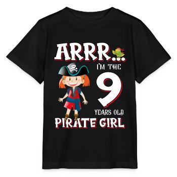 Pirate Boy 9 Jahre alter Pirat 9. Geburtstag - Stanley/Stella Kinder T-Shirt MINI CREATOR  - Schwarz - Vorne - Mikhail (115cm)