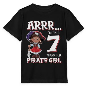 Pirate Boy 7 Jahre alter Pirat 7. Geburtstag - Stanley/Stella Kinder T-Shirt MINI CREATOR  - Schwarz - Vorne - Mikhail (115cm)