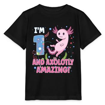 I'm 1 sweet axolotl 1st birthday gift - Stanley/Stella MINI CREATOR Kids’ T-Shirt - black - Front - Mikhail (115cm)