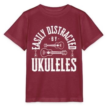 Easily distracted by Ukuleles - Stanley/Stella Kinder T-Shirt MINI CREATOR  - Burgunderrot - Vorne - Kain (125cm)